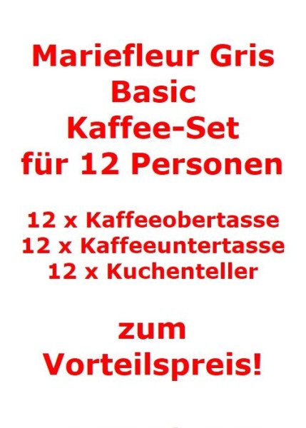 Villeroy & Boch Mariefleur Gris Basic Kaffee-Set für 12 Personen / 36 Teile