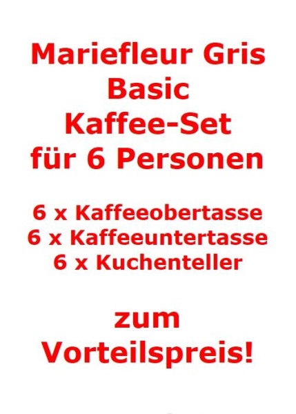 Villeroy & Boch Mariefleur Gris Basic Kaffee-Set für 6 Personen / 18 Teile