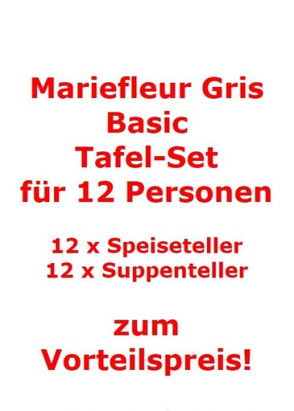 Villeroy & Boch Mariefleur Gris Basic Tafel-Set für 12 Personen / 24 Teile