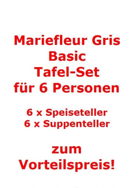 Villeroy & Boch Mariefleur Gris Basic Tafel-Set für 6 Personen / 12 Teile