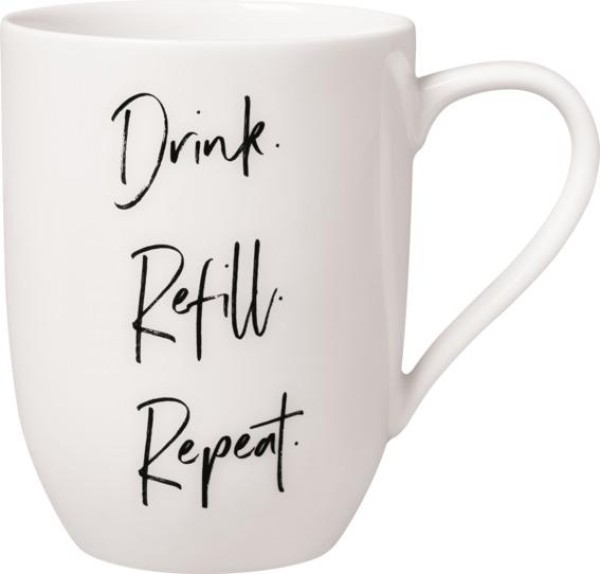 Villeroy & Boch Statement Becher mit Henkel „Drink. Refill. Repeat.“   A U S L A U F !