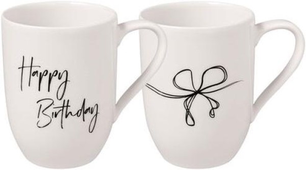 Villeroy & Boch Statement Becher mit Henkel „Happy Birthday“ Set 2tlg.