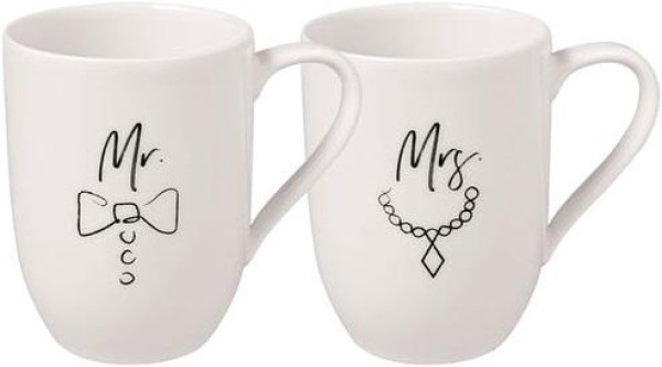 Villeroy & Boch Statement Becher mit Henkel „Mr and Mrs“ Set 2tlg.