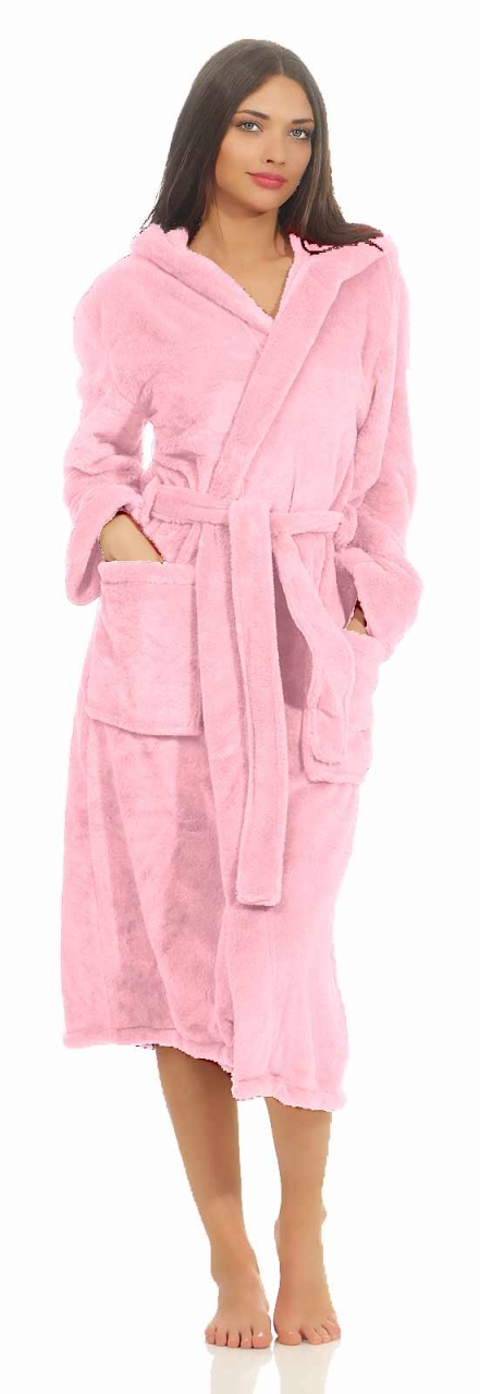 etérea Mustique Kuschelfleece Kapuzen-Bademantel Saunamantel Unisex Rosa XL