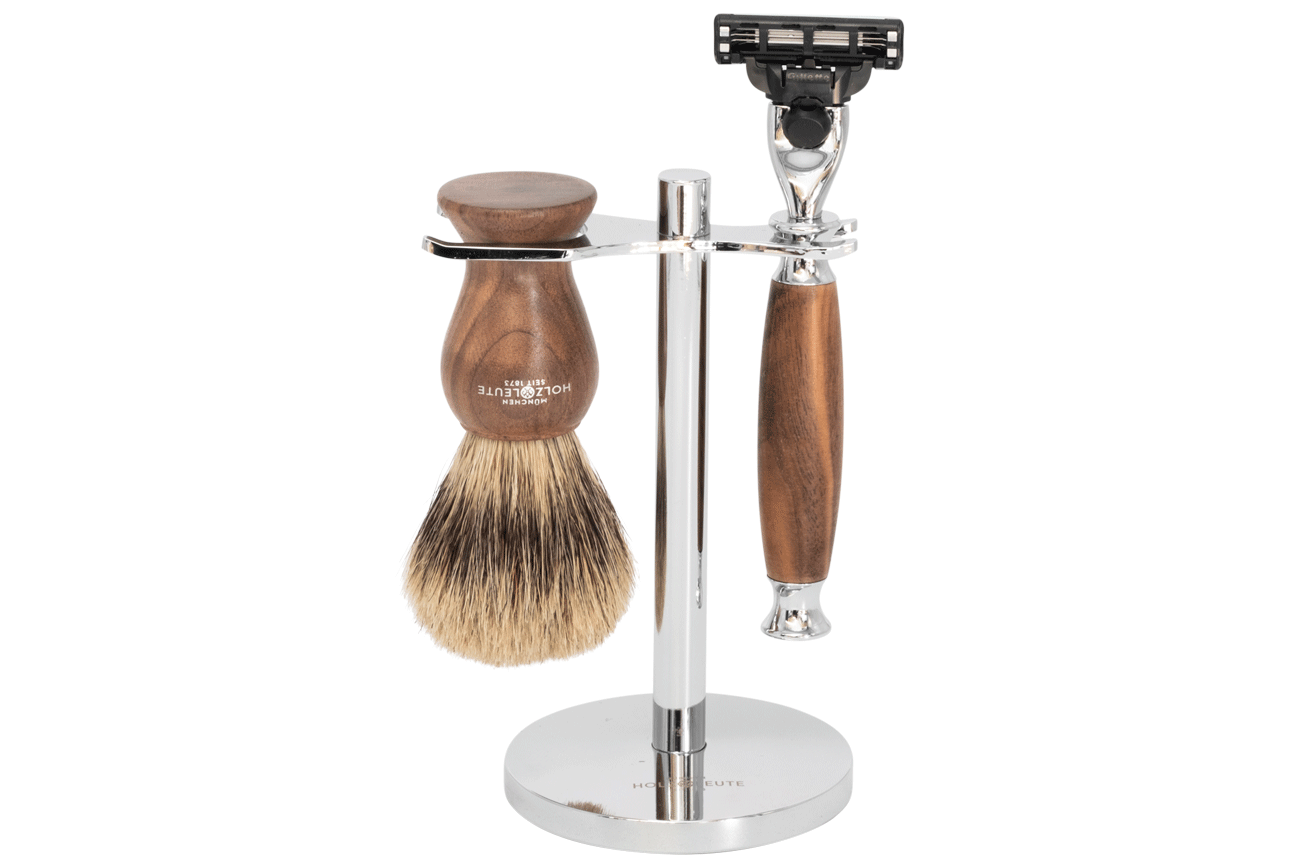 Rasierset Tivoli Walnuss mit Nassrasierer Gillette® Mach3®