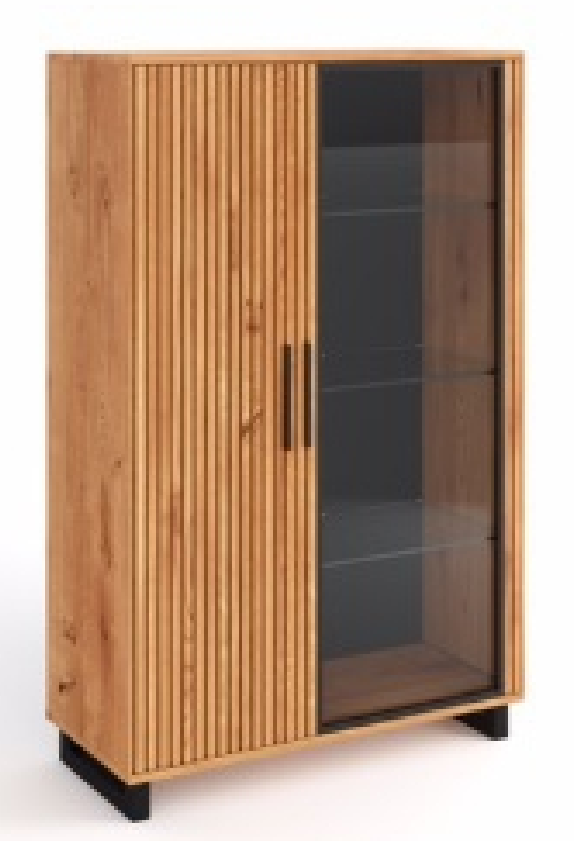 Highboard Serie Portugal Eiche im Akustikpaneel Look