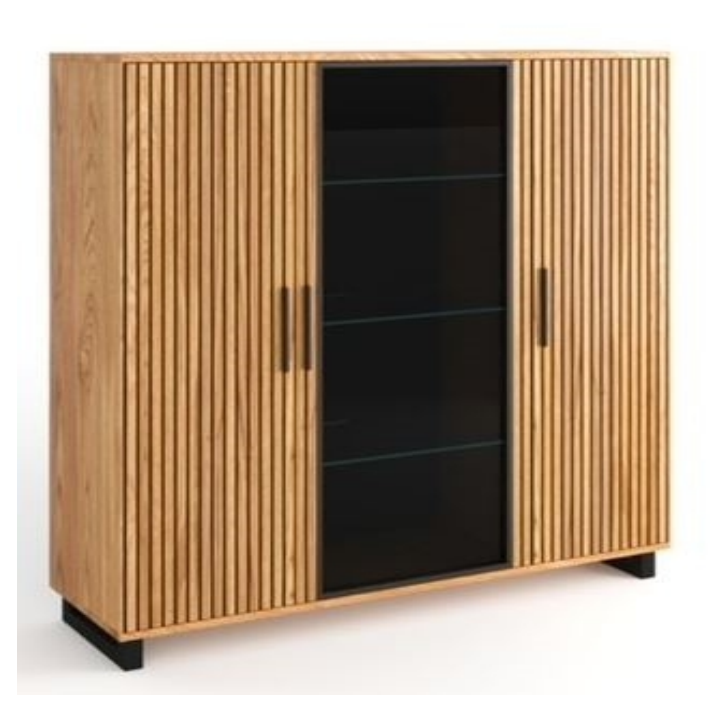 Highboard Serie Portugal Eiche im Akustikpaneel Look