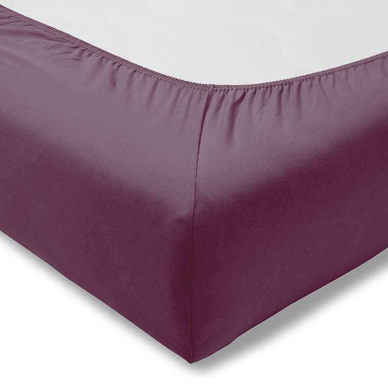 Estella Baumwolle Feinjersey Spannbettlaken 90×200 cm – 100×200 cm Aubergine