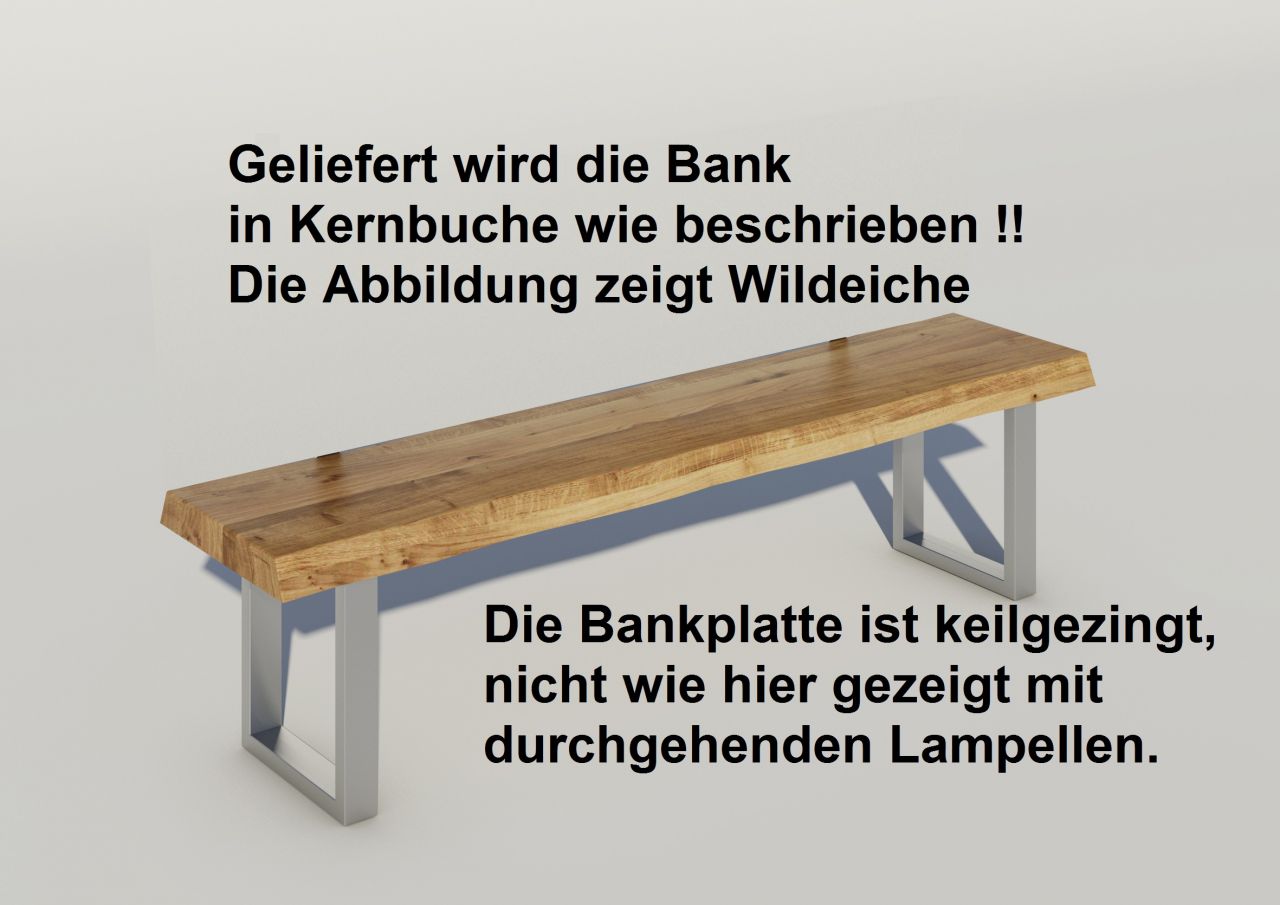 Sitzbank Kernbuche 160er mit Baumkante massiv