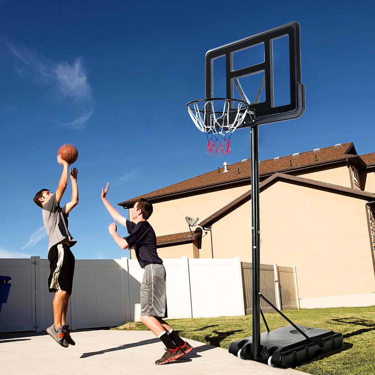 130 – 305 cm Basketballständer mit Netz & 2 Rädern Höhenverstellbar Schwarz