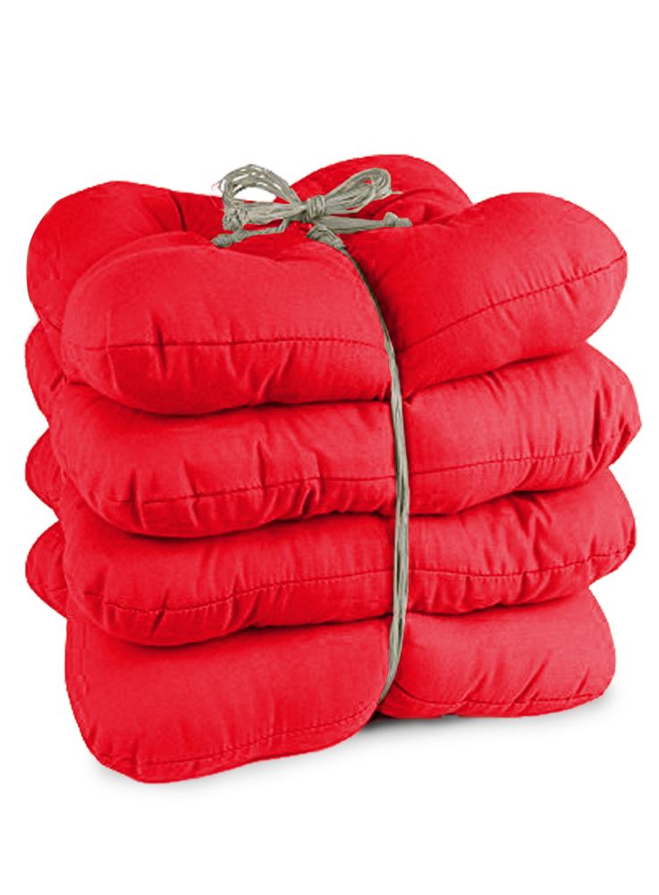 Bertels 4er Pack Stuhlkissen Rib Canvas Rot