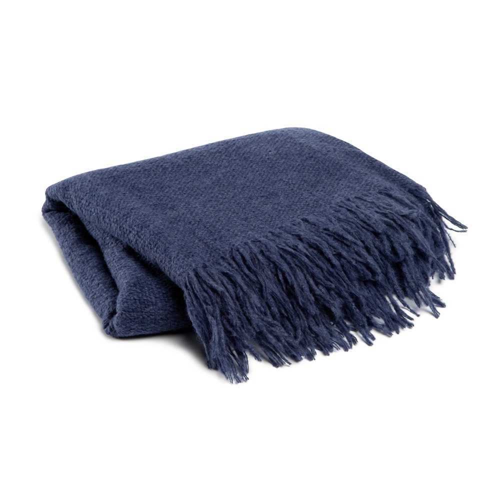 damai Alpaka Baumwolle Kuscheldecke Uni Blau Grau Loft 130×170 cm Blau