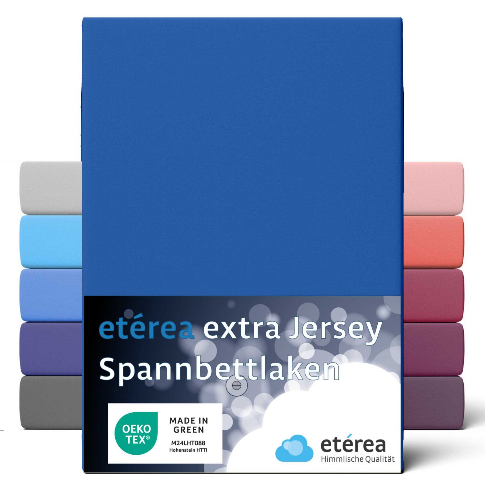 etérea Extra Jersey Spannbettlaken Blau 140×200 – 160×220 cm