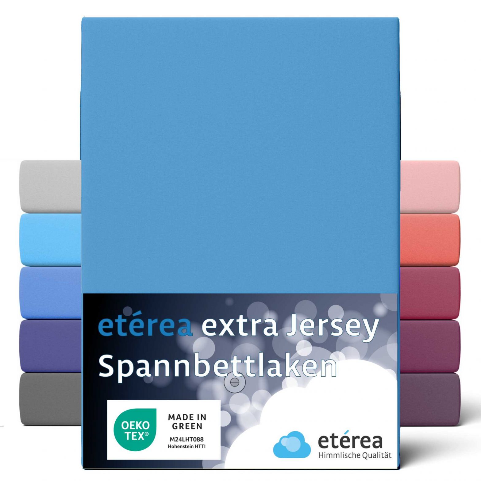 etérea Extra Jersey Spannbettlaken Hellblau 90×200 – 100×220 cm