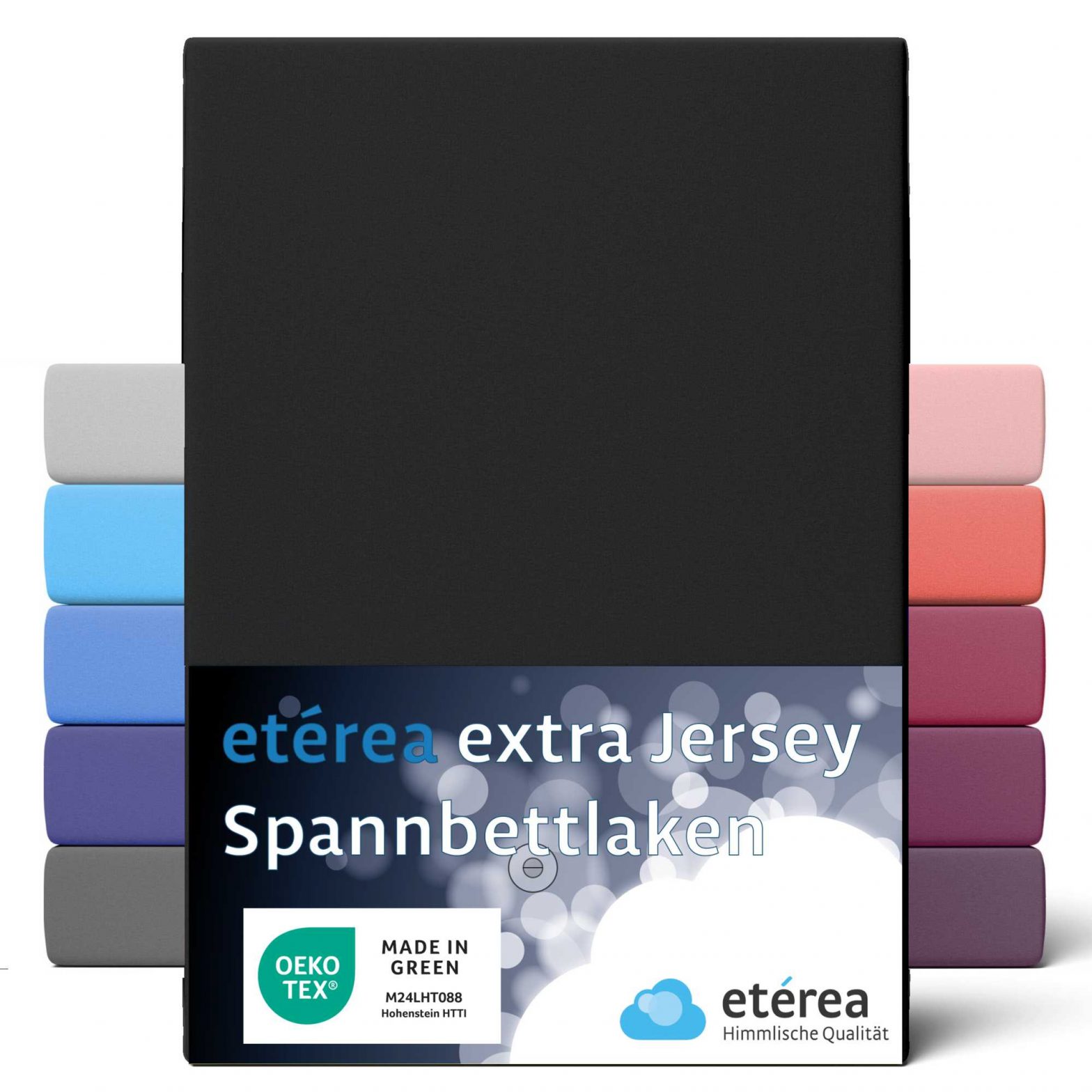 etérea Extra Jersey Spannbettlaken Schwarz 90×200 – 100×220 cm