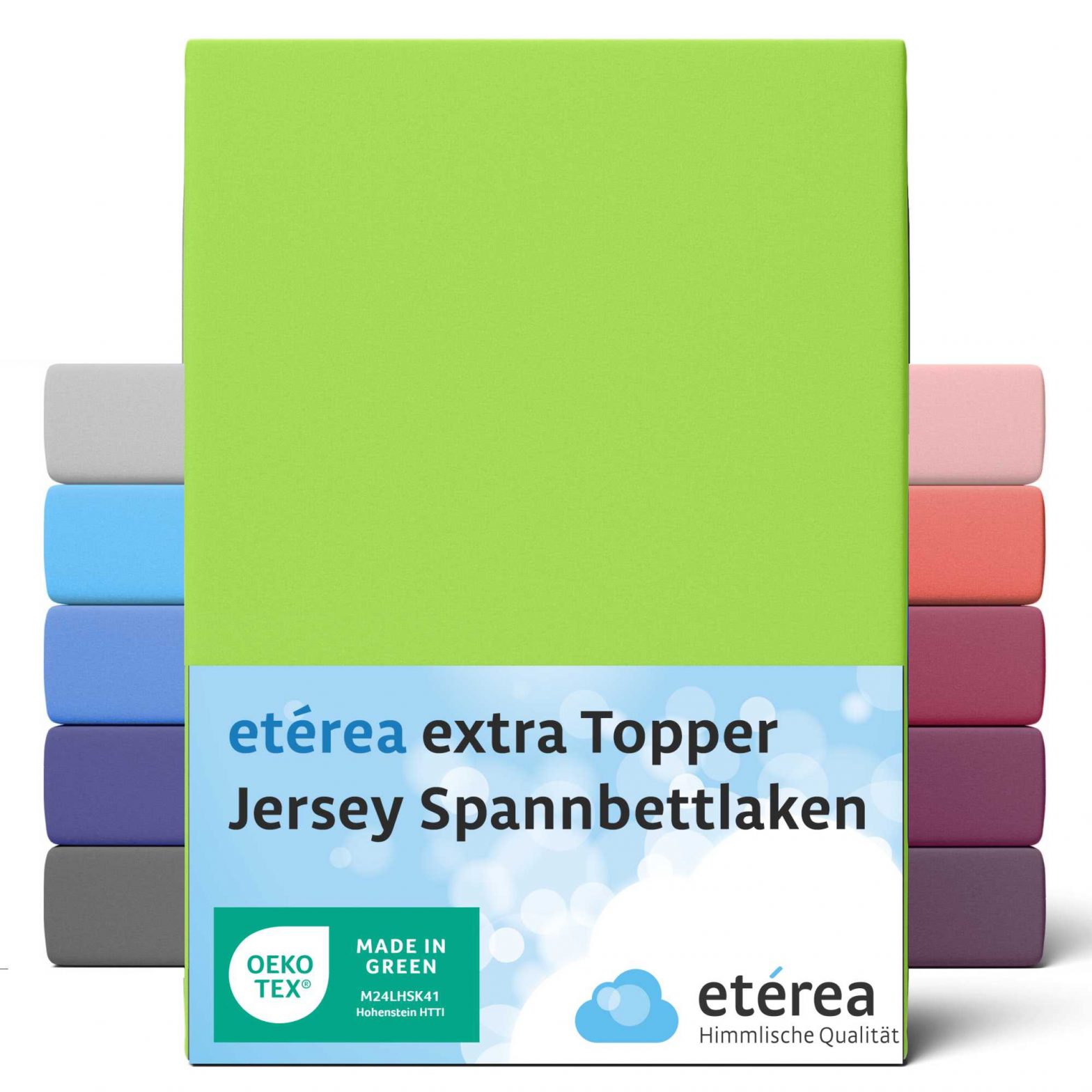 etérea Extra Jersey Topper Spannbettlaken 140×200 – 160×220 cm Apfelgrün