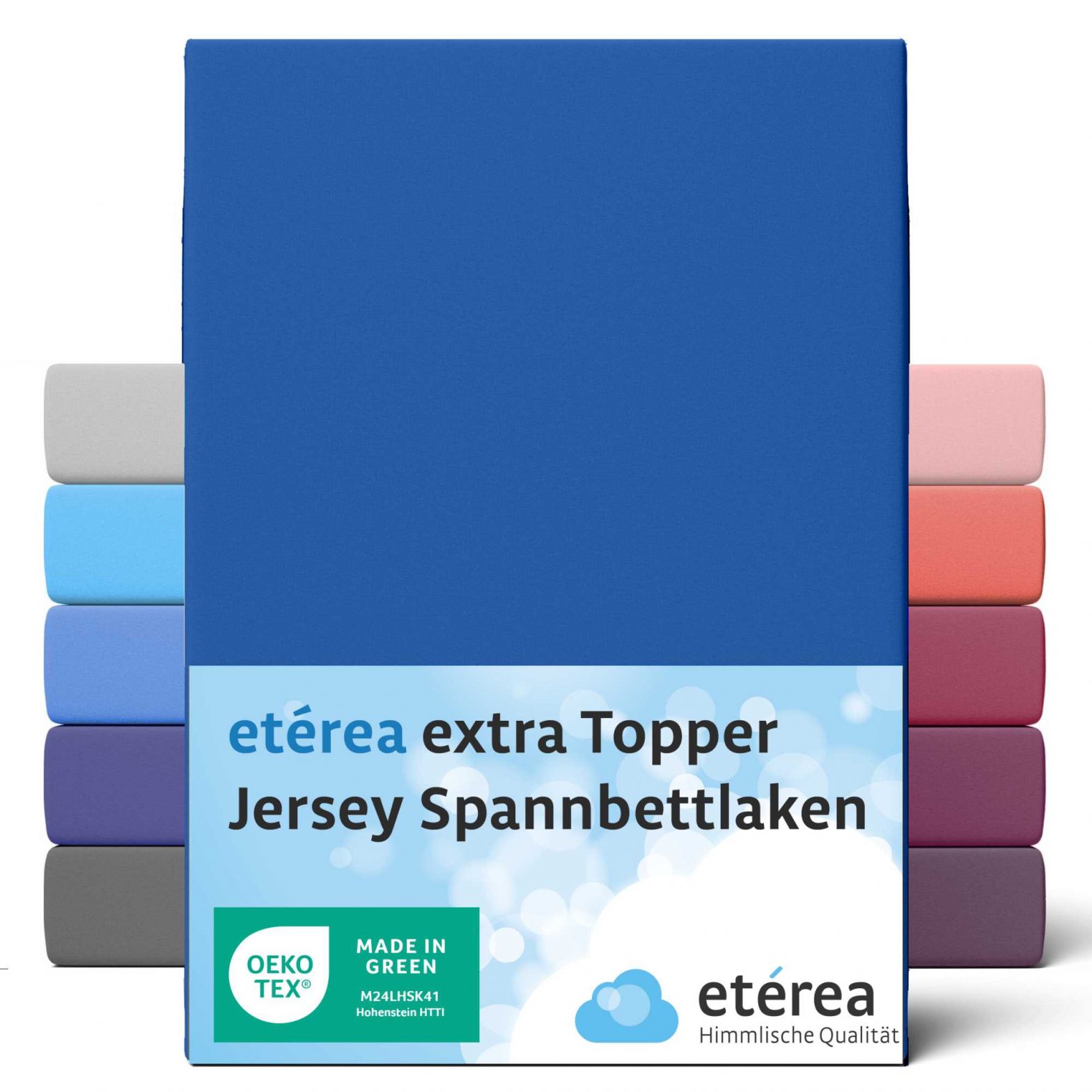 etérea Extra Jersey Topper Spannbettlaken 180×200 – 200×220 cm Blau