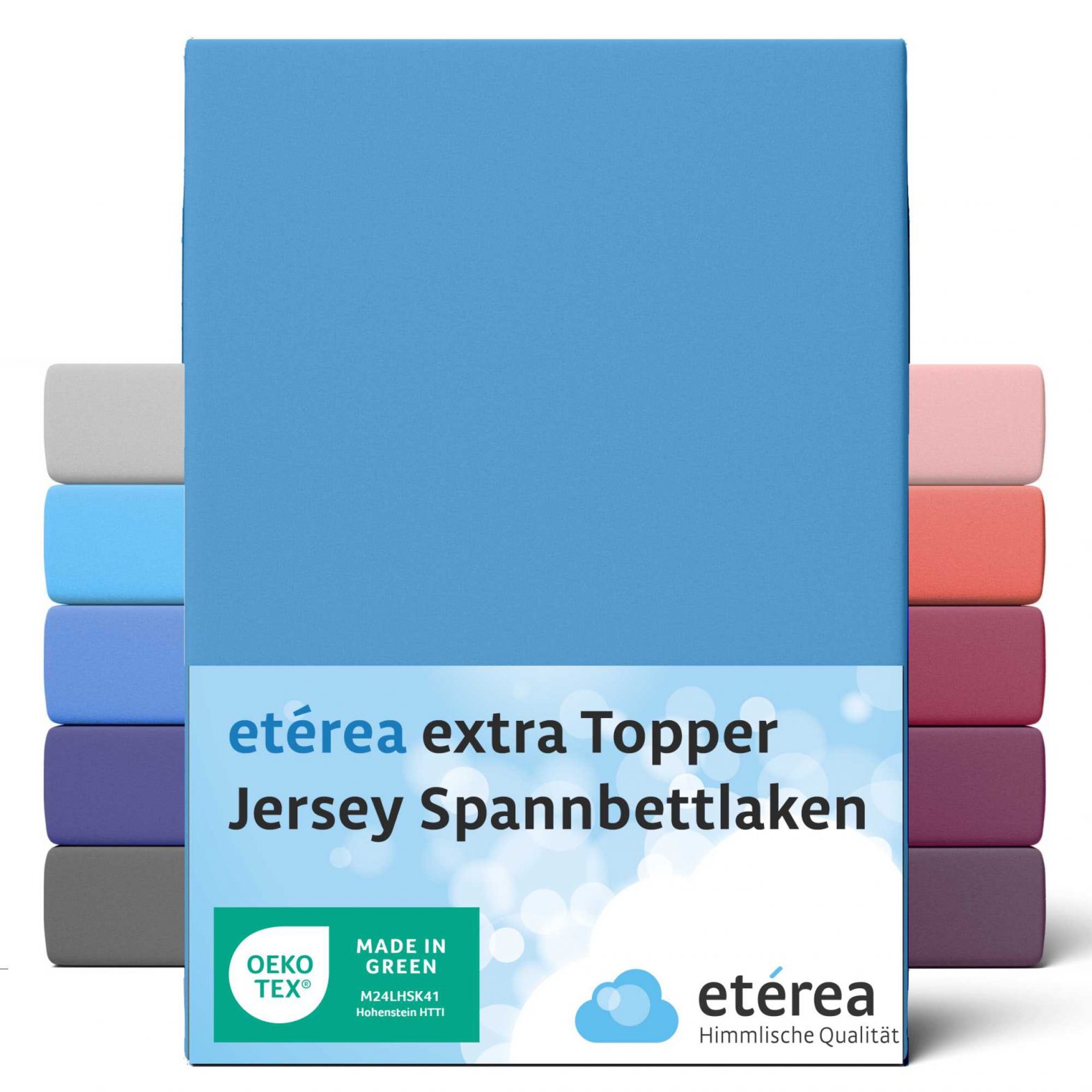 etérea Extra Jersey Topper Spannbettlaken 180×200 – 200×220 cm Hellblau