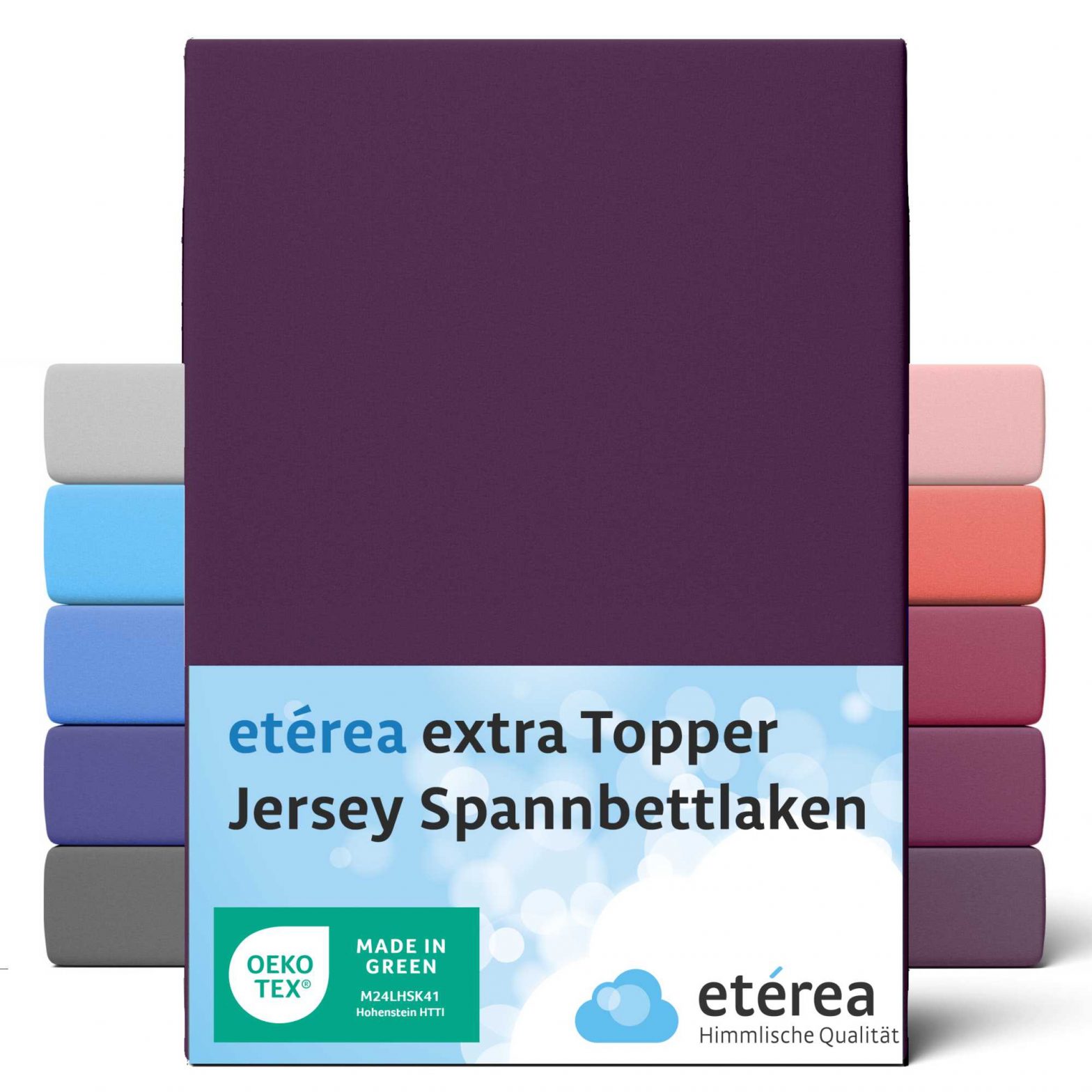 etérea Extra Jersey Topper Spannbettlaken 180×200 – 200×220 cm Pflaume