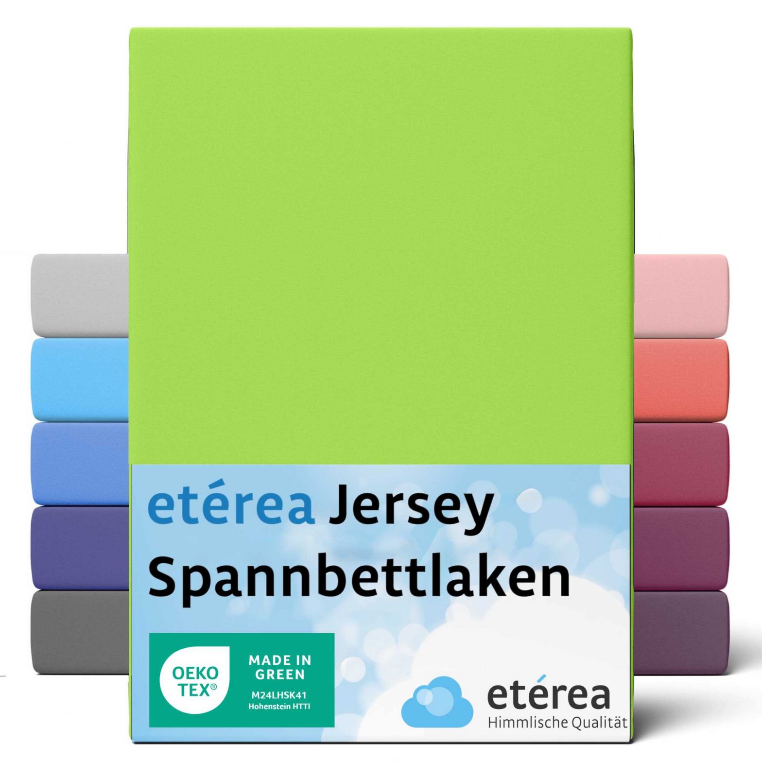 etérea Comfort Jersey Spannbettlaken Apfelgrün 80×160 cm – 80×180 cm