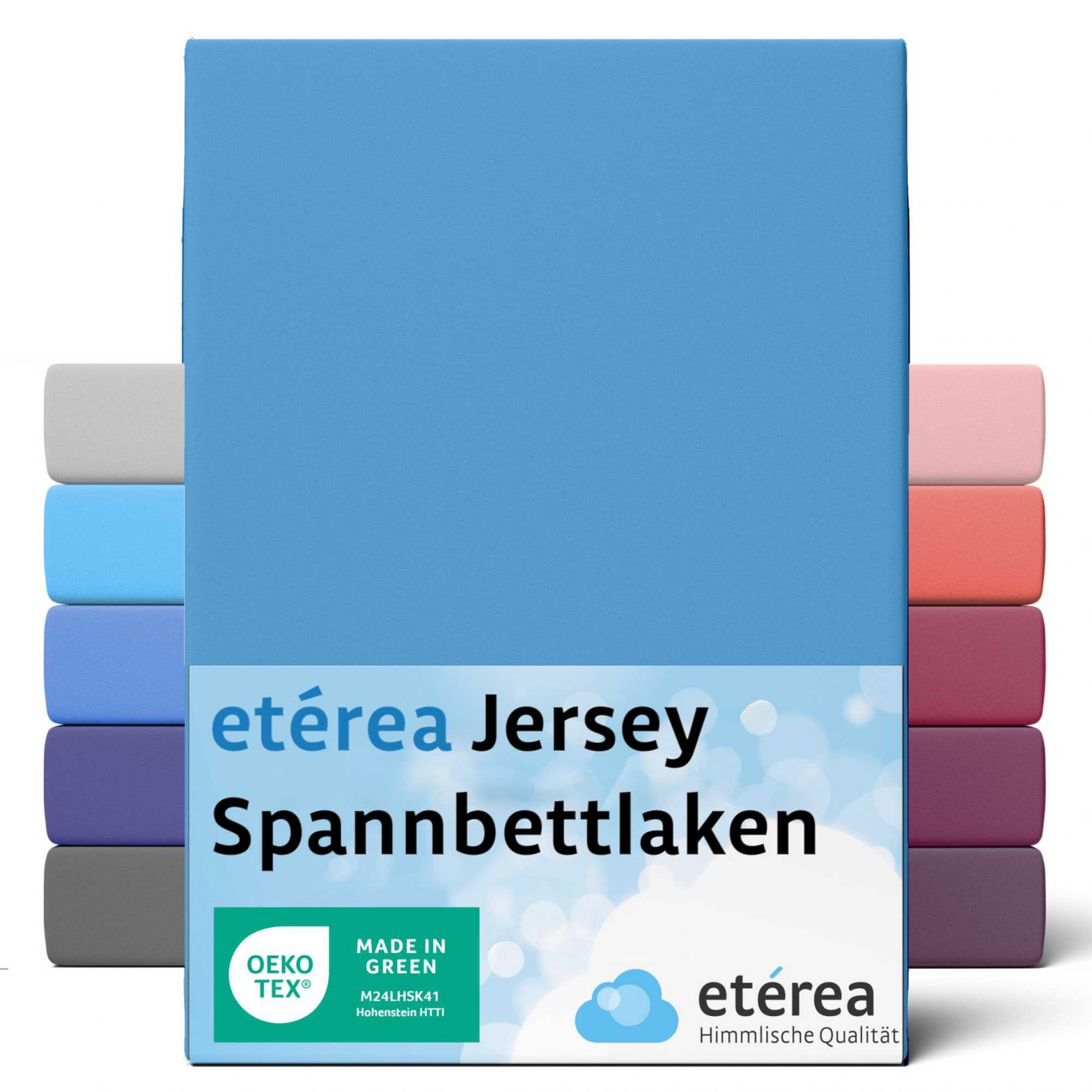 etérea Comfort Jersey Spannbettlaken Hellblau 80×200 cm