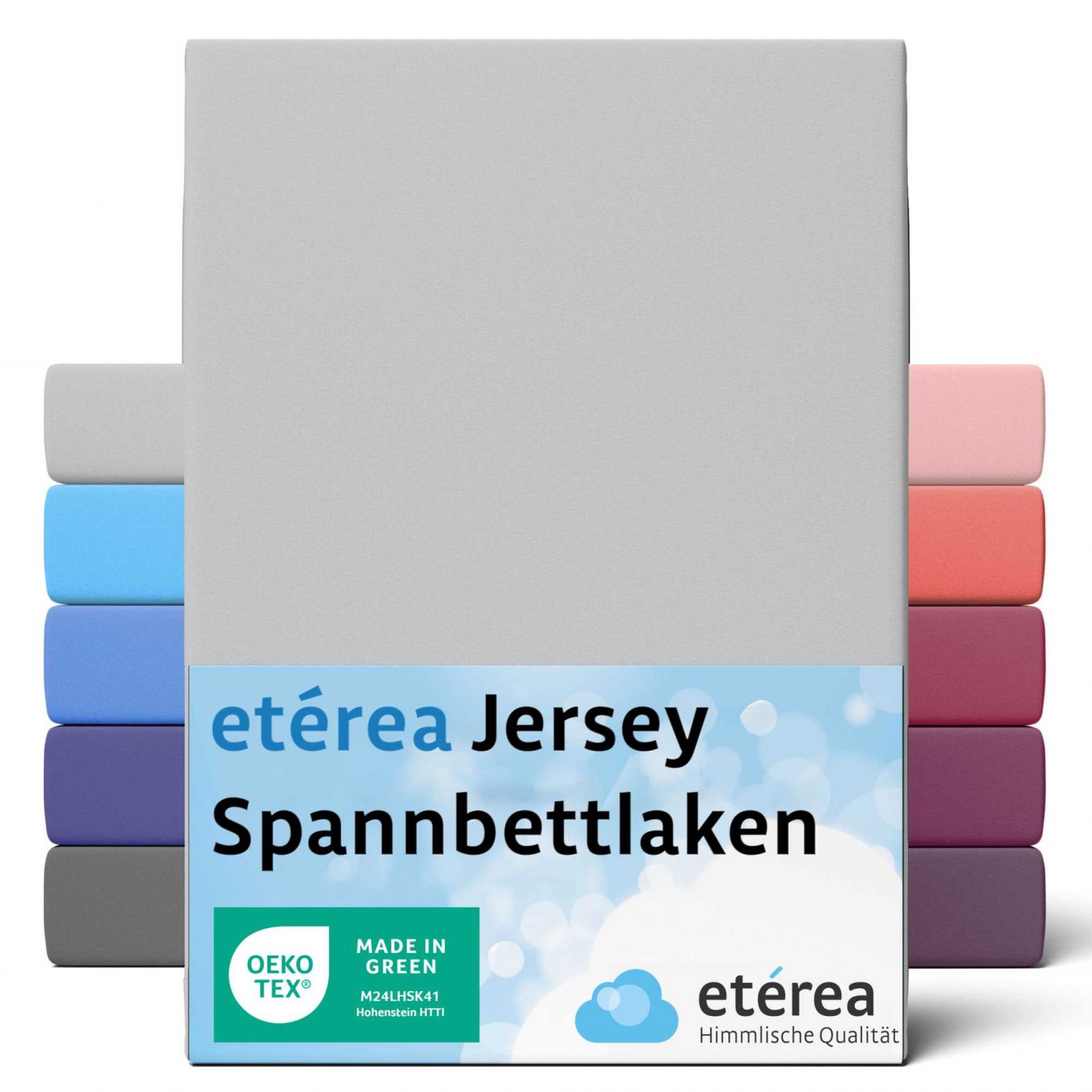 etérea Comfort Jersey Spannbettlaken Silber 200×200 cm – 200×220 cm