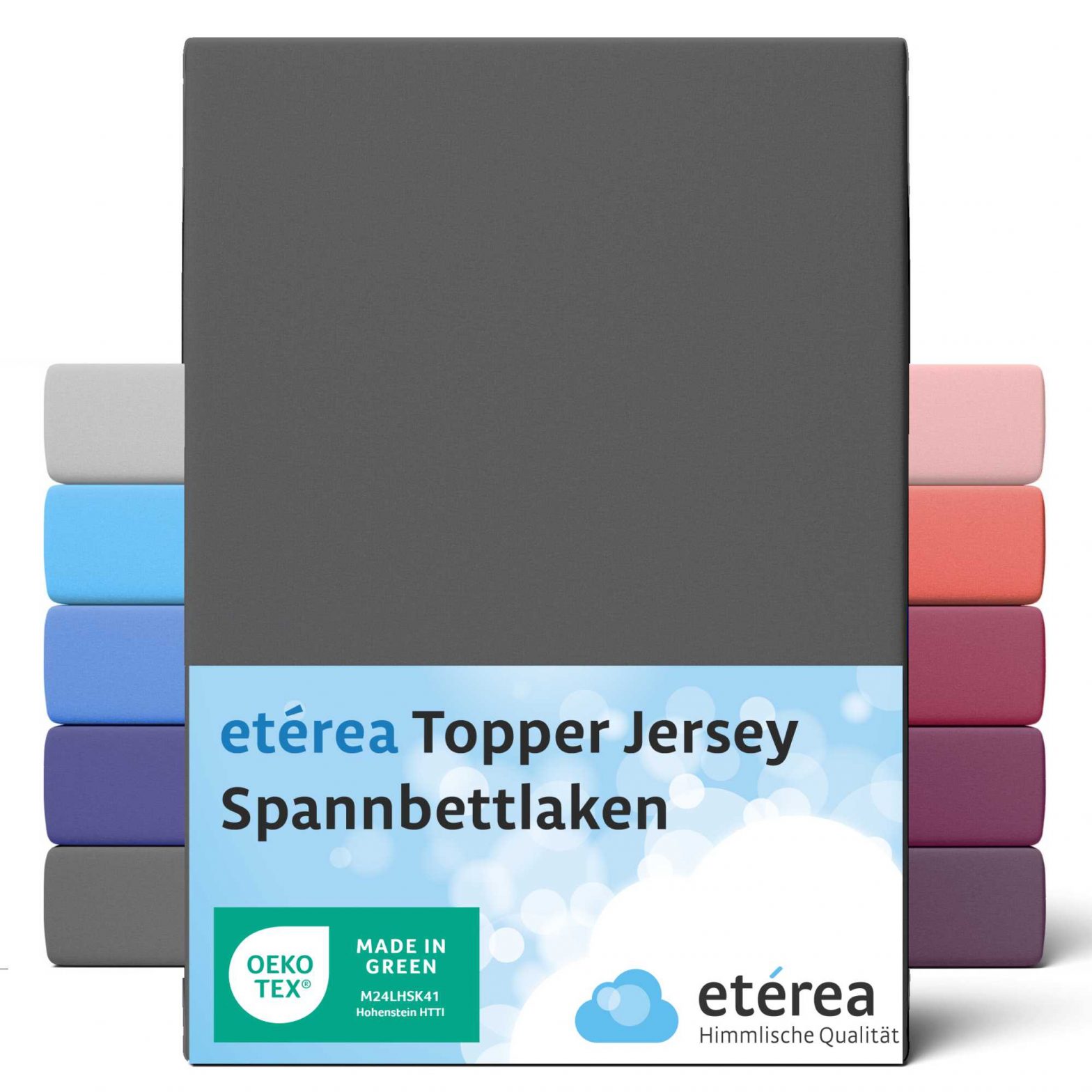 etérea Jersey Topper Spannbettlaken Spannbetttuch Anthrazit 140×200 – 160×200 cm