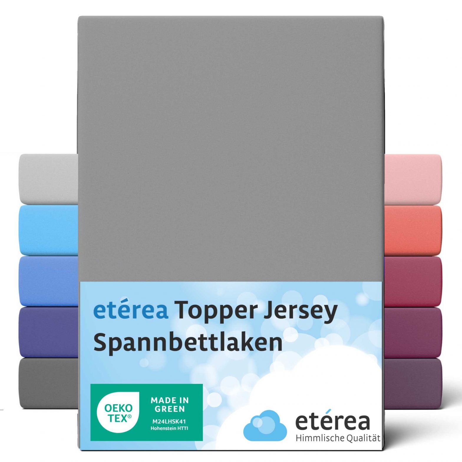 etérea Jersey Topper Spannbettlaken Spannbetttuch Grau 90×200 – 100×200 cm