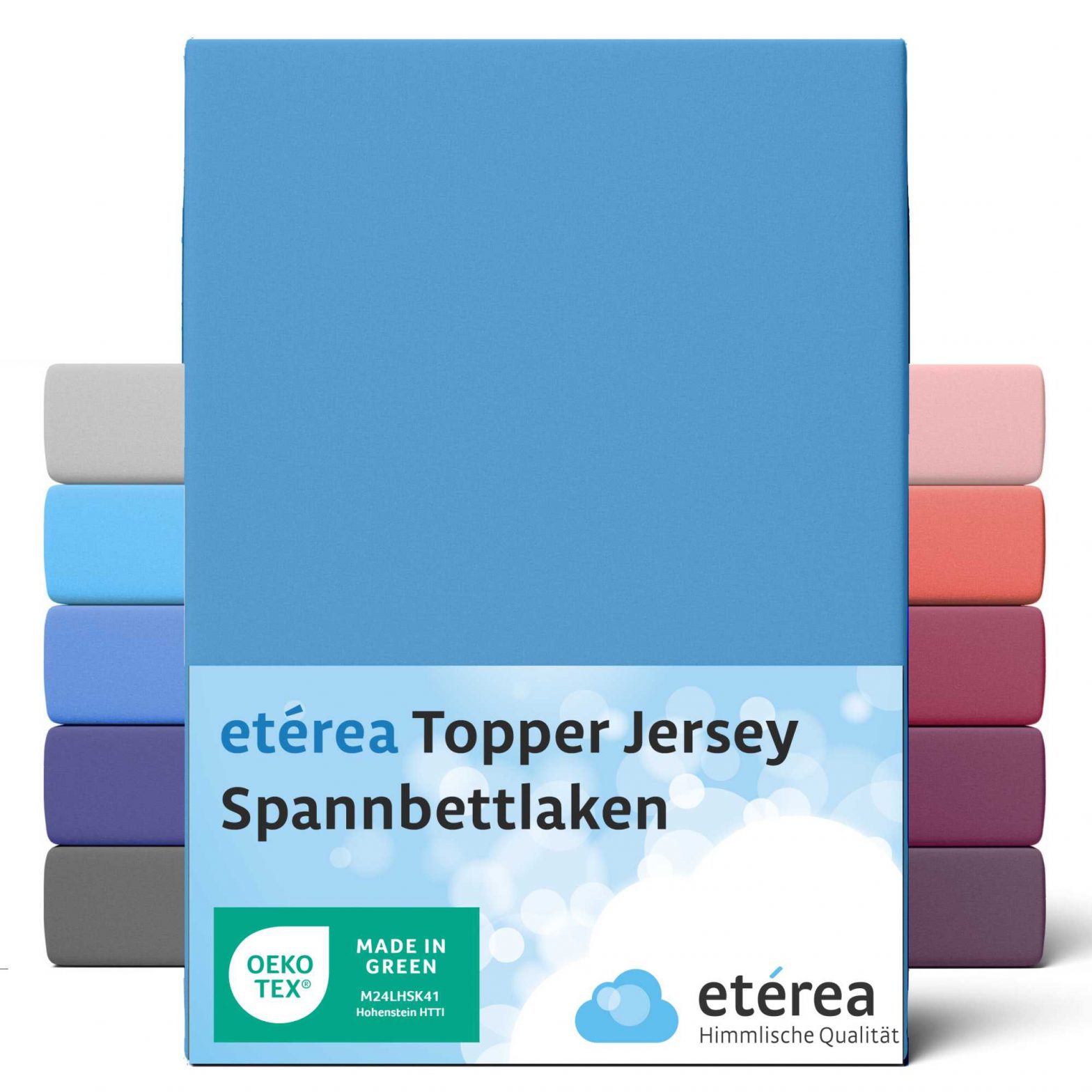 etérea Jersey Topper Spannbettlaken Spannbetttuch Hellblau 180×200 – 200×200 cm