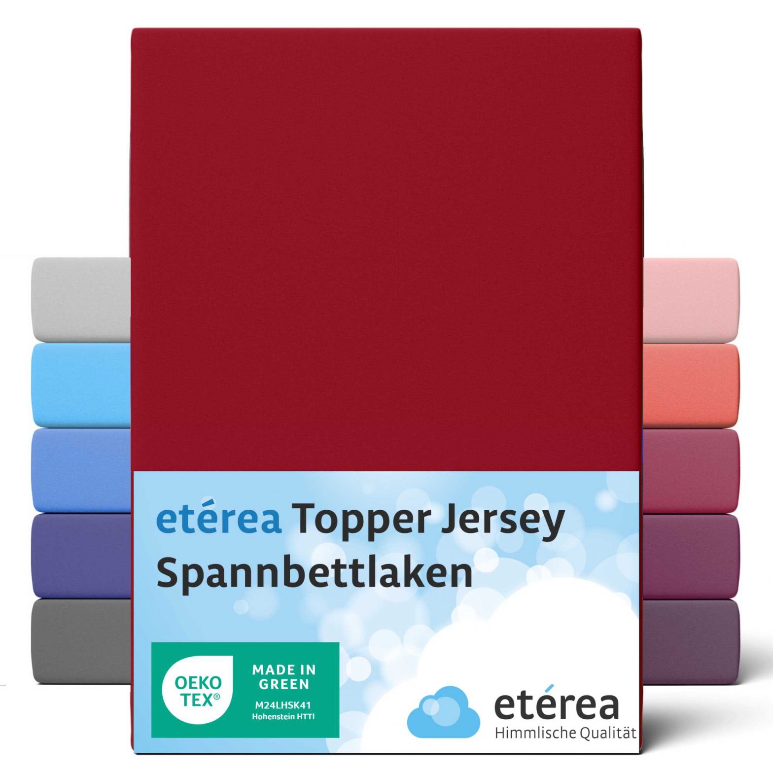 etérea Jersey Topper Spannbettlaken Spannbetttuch Kirsche 200×200 – 200×220 cm