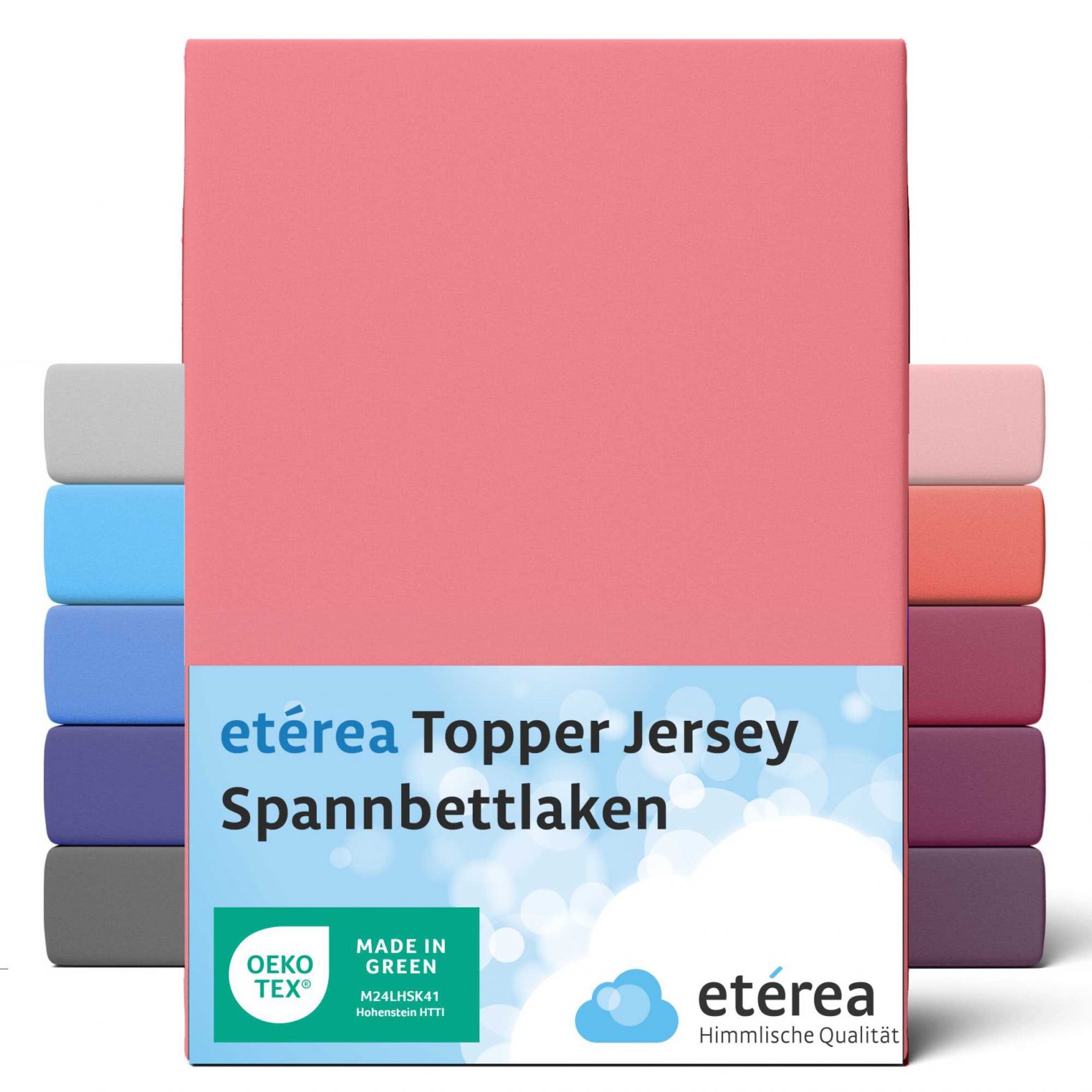 etérea Jersey Topper Spannbettlaken Spannbetttuch Rosa 200×200 – 200×220 cm