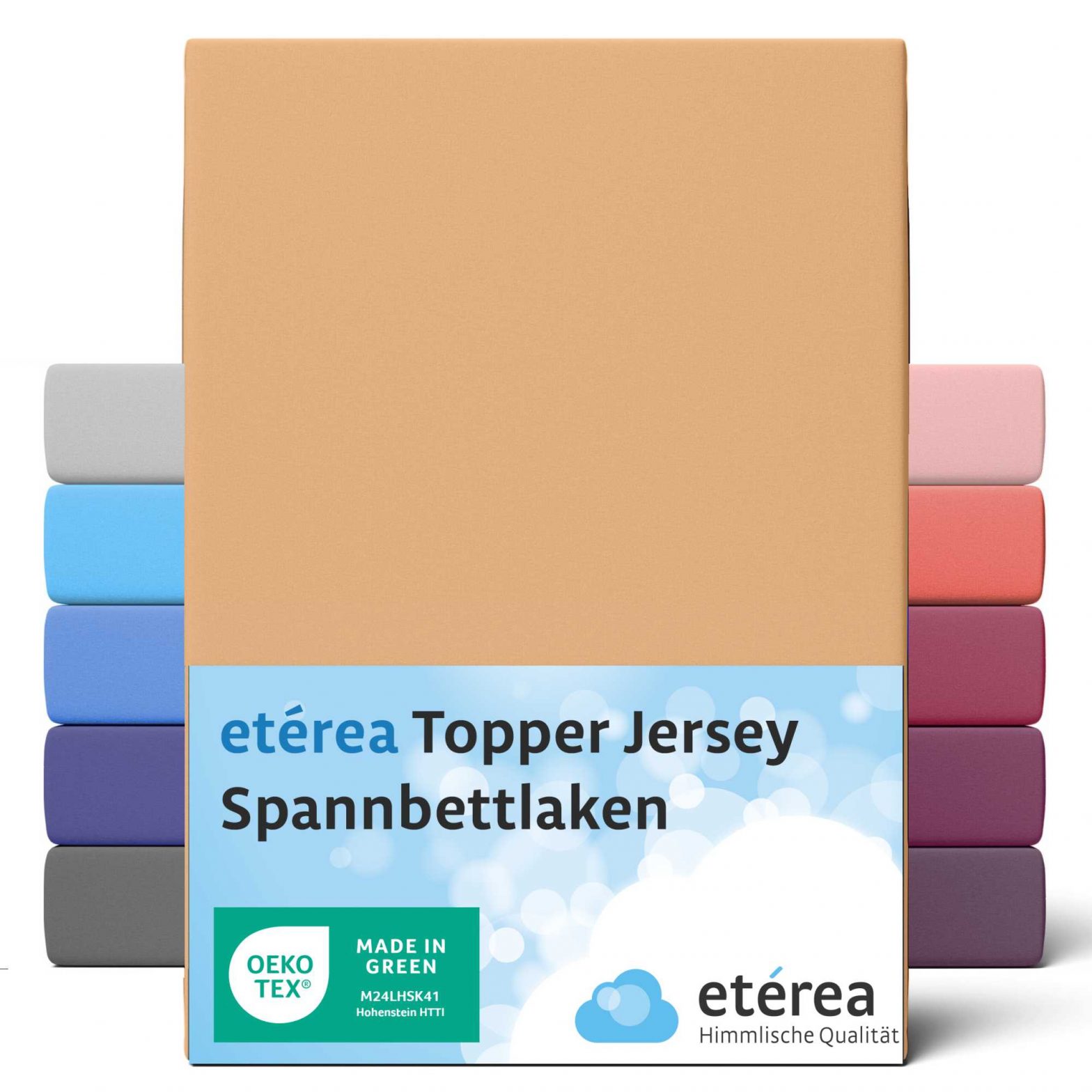 etérea Jersey Topper Spannbettlaken Spannbetttuch Sand 200×200 – 200×220 cm