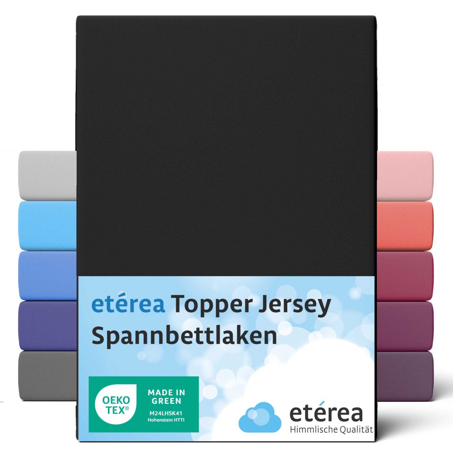 etérea Jersey Topper Spannbettlaken Spannbetttuch Schwarz 140×200 – 160×200 cm