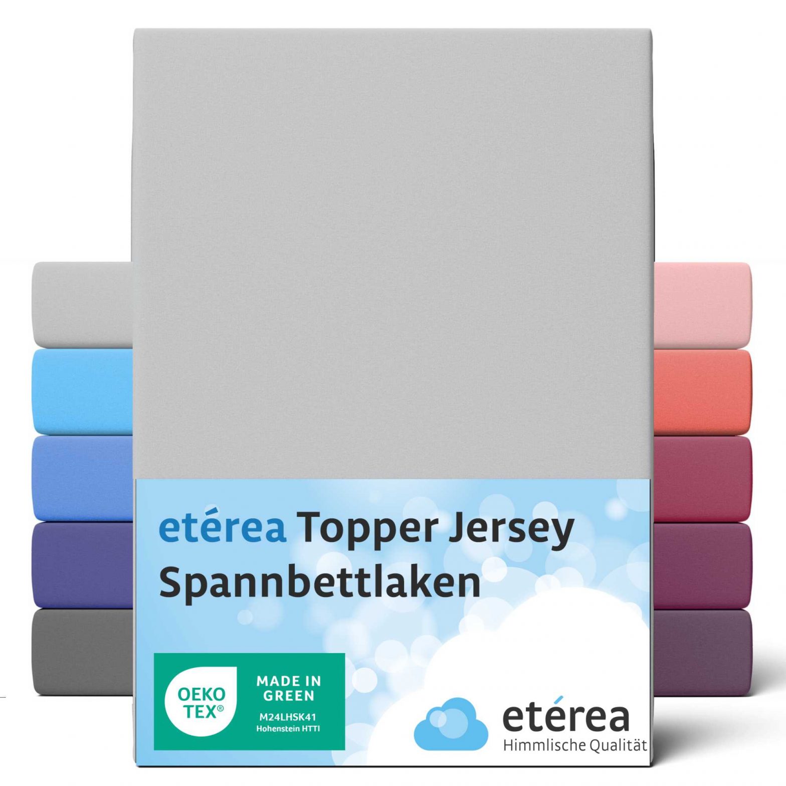 etérea Jersey Topper Spannbettlaken Spannbetttuch Silber 90×200 – 100×200 cm