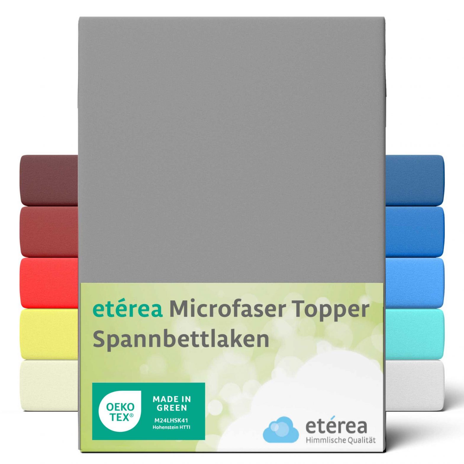 etérea Microfaser Topper Spannbettlaken 180×200 – 200×200 cm Grau