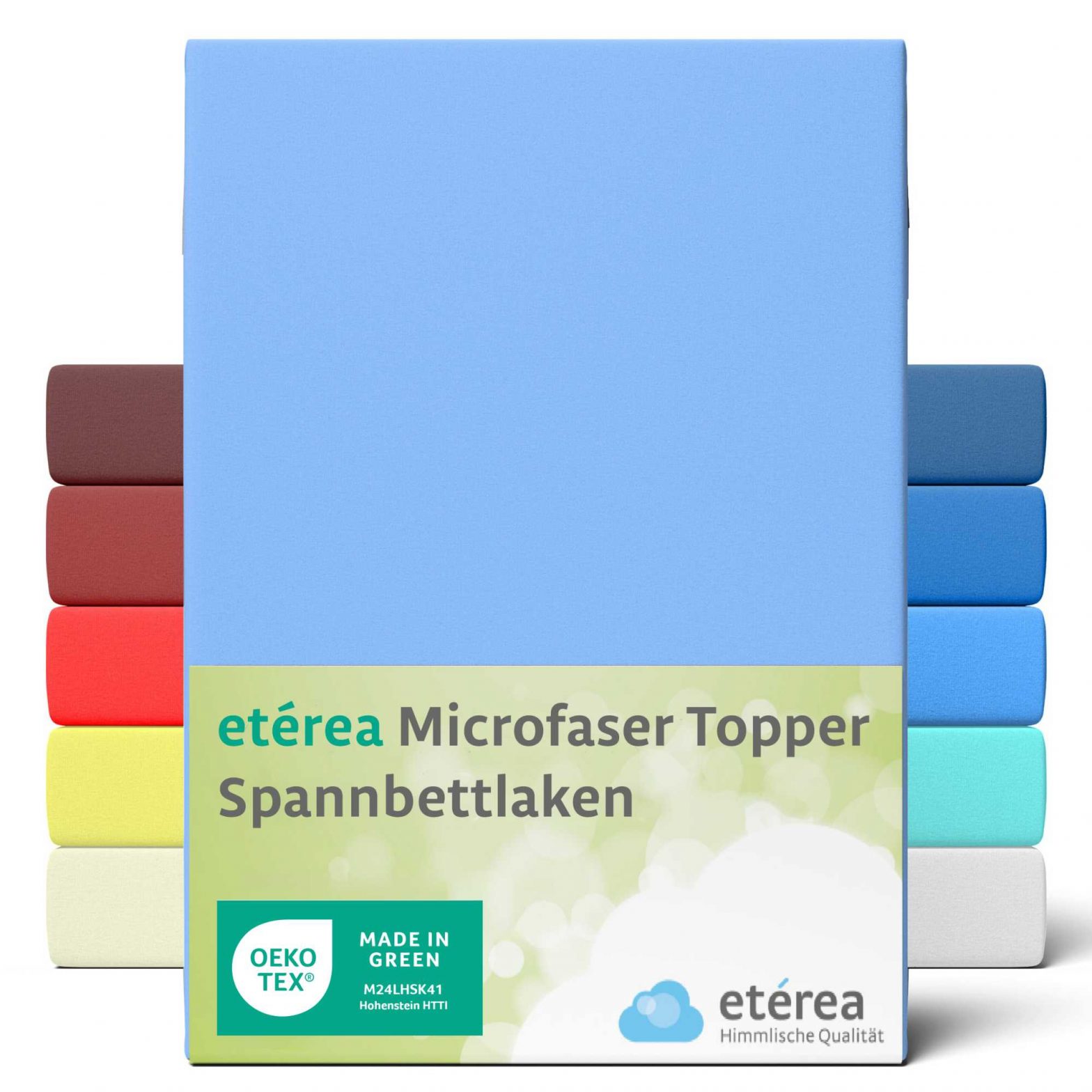 etérea Microfaser Topper Spannbettlaken 90×200 – 100×200 cm Hellblau