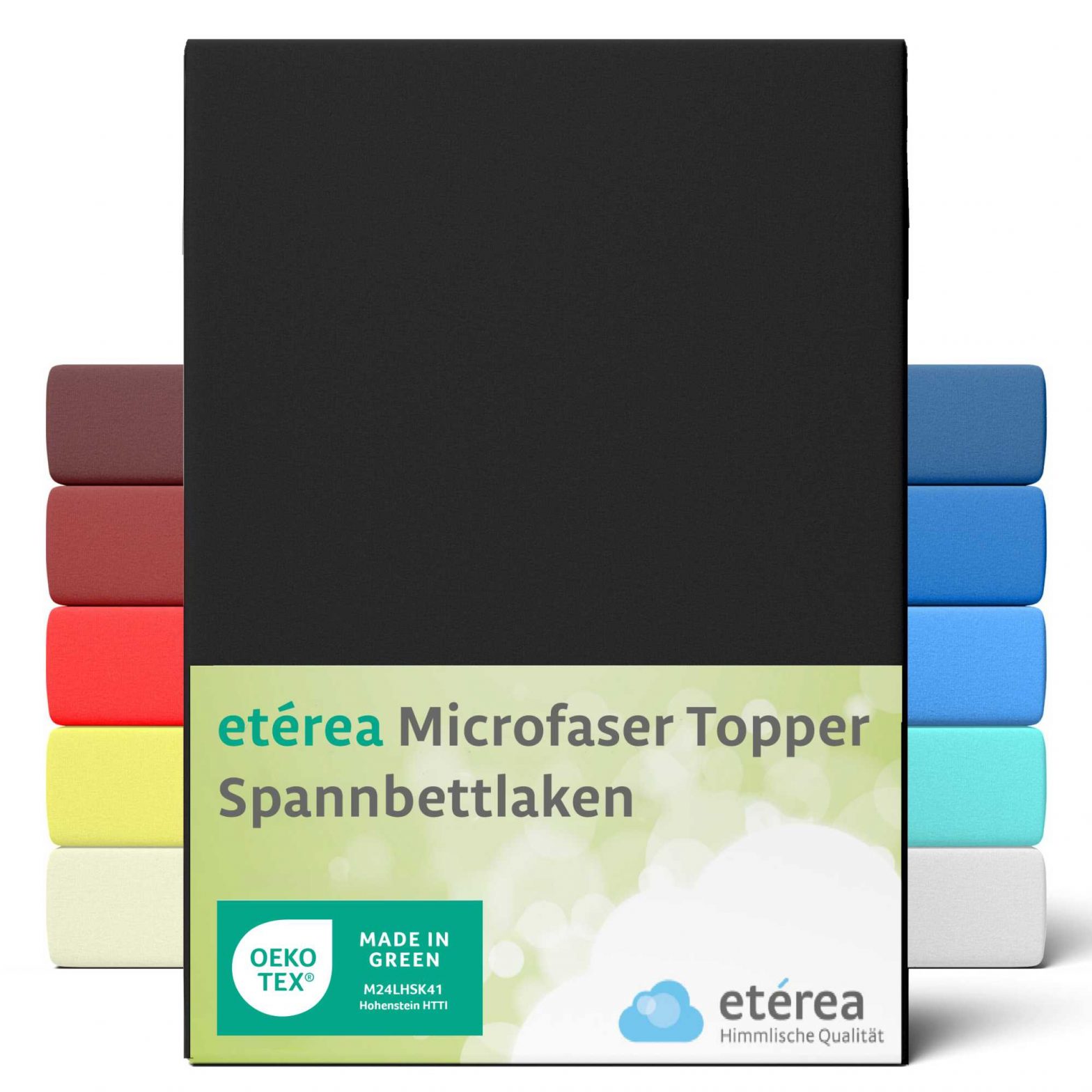 etérea Microfaser Topper Spannbettlaken 90×200 – 100×200 cm Schwarz