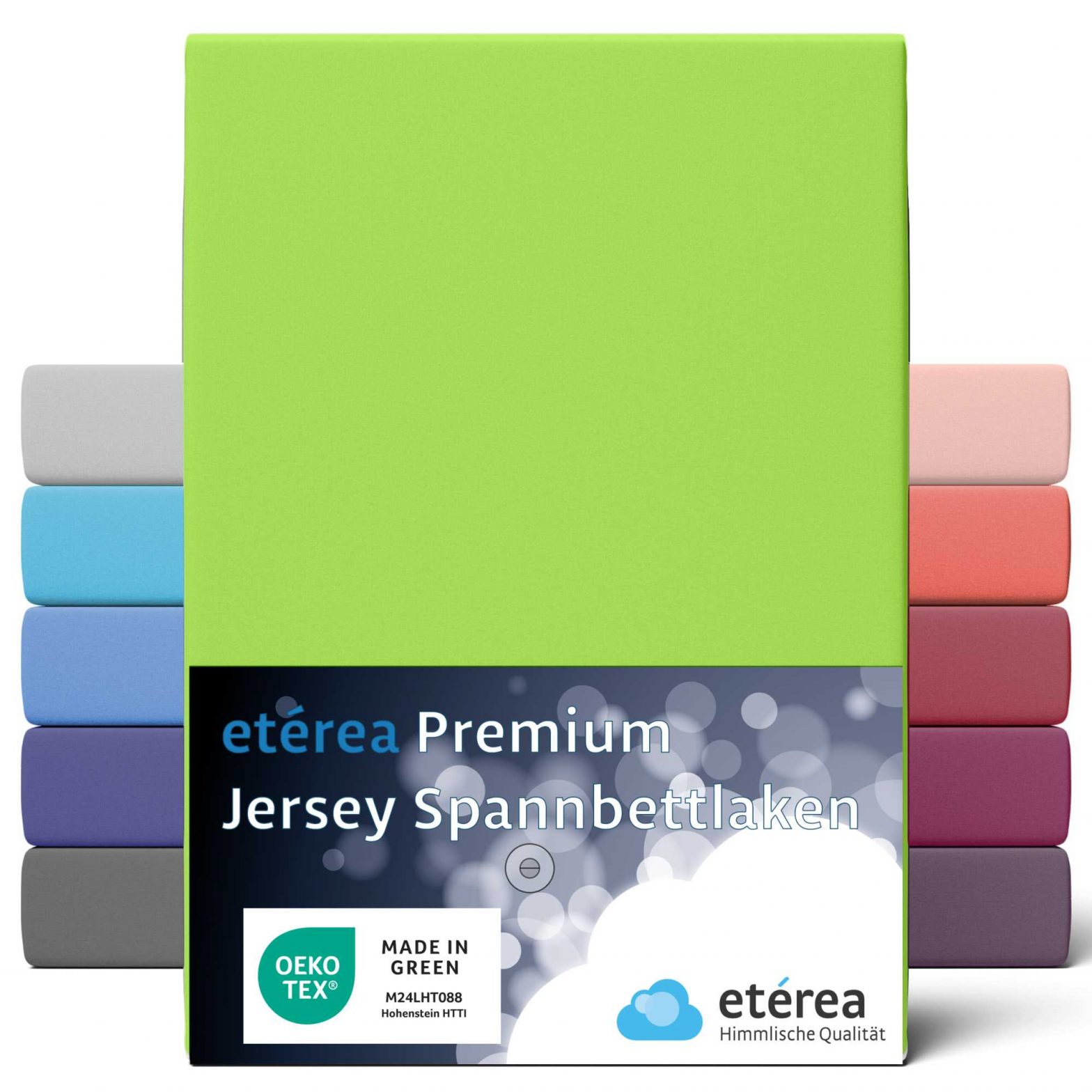 etérea Premium Jersey Spannbettlaken Apfelgrün 180×200 – 200×200 cm