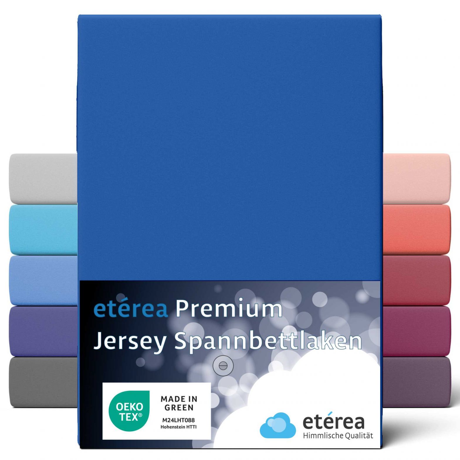 etérea Premium Jersey Spannbettlaken Blau 180×200 – 200×200 cm