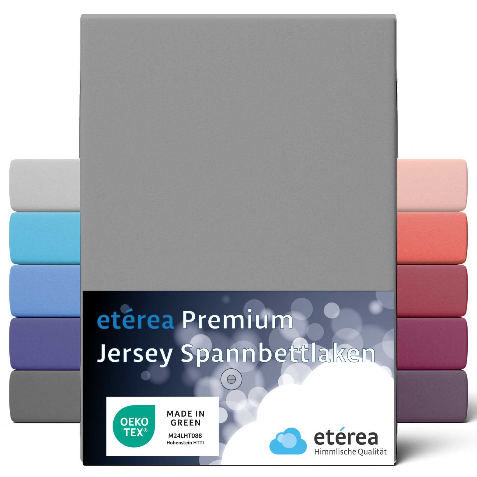 etérea Premium Jersey Spannbettlaken Grau 90×200 – 100×200 cm