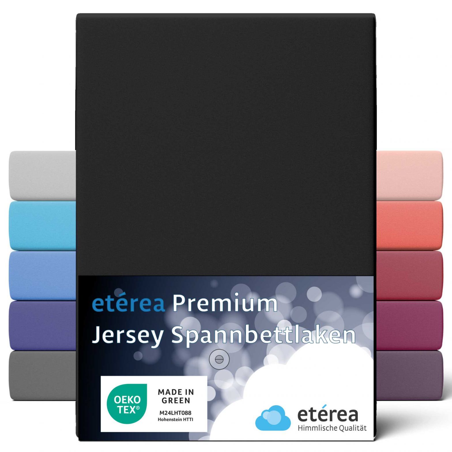 etérea Premium Jersey Spannbettlaken Schwarz 90×200 – 100×200 cm