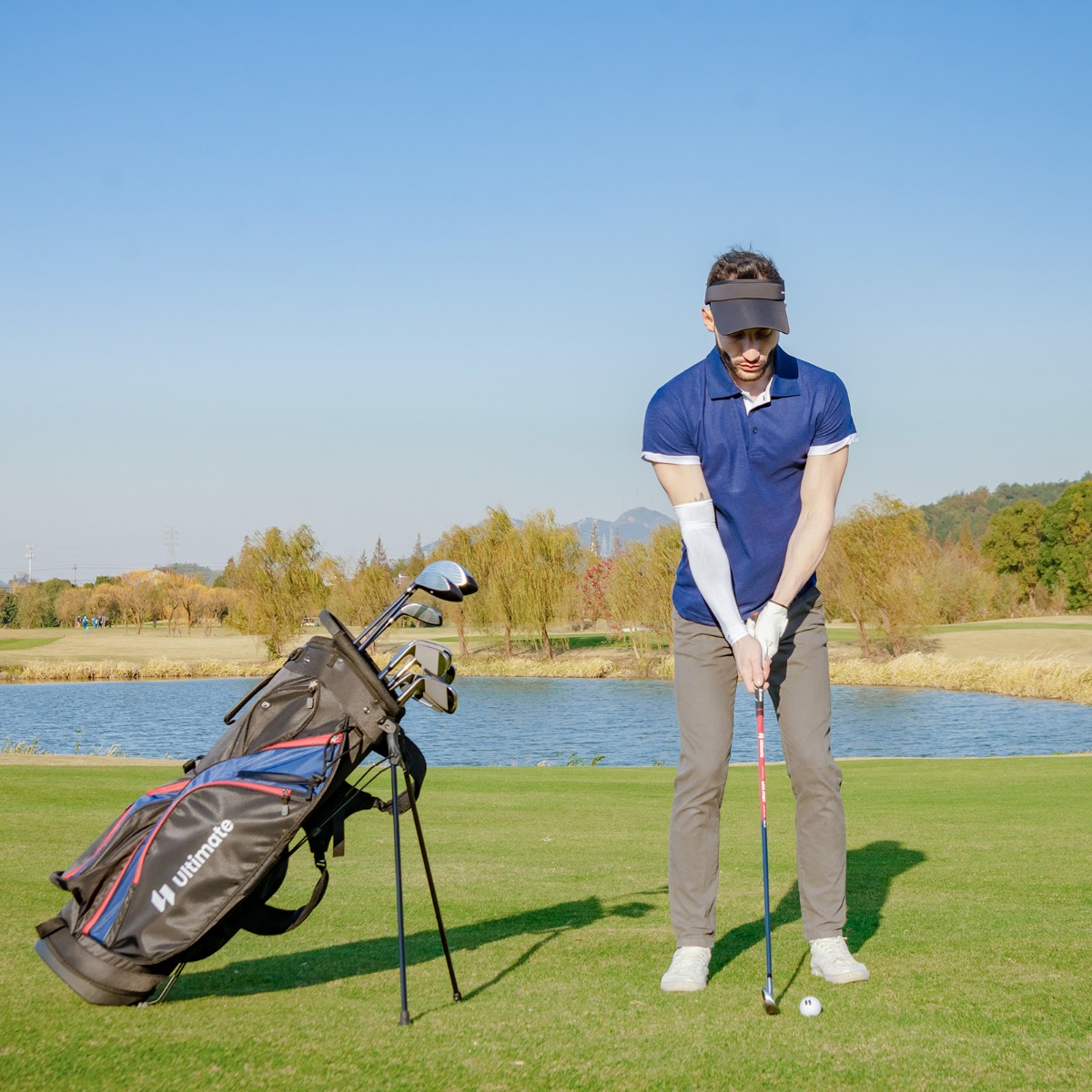 Herren Golfschläger Set 11 teilige Golfschlägersätze rechtshändig mit Regenhaube Blau