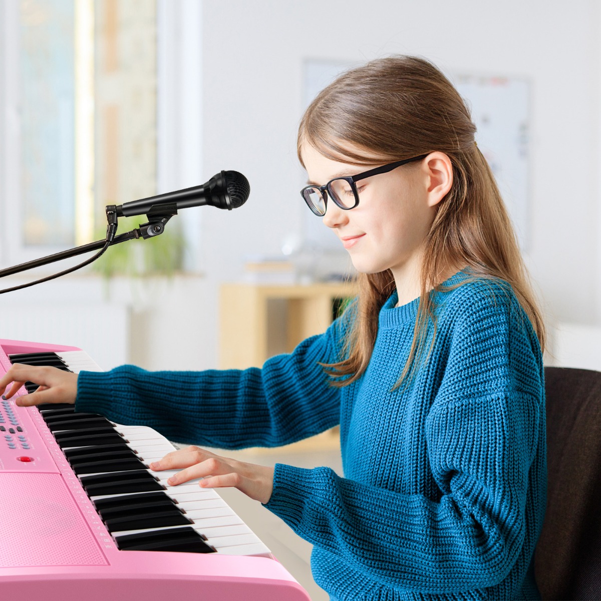 61-Tasten-Digitalpiano Elektrisches Keyboard für Kinder 83 x 27,5 x 9 cm Rosa