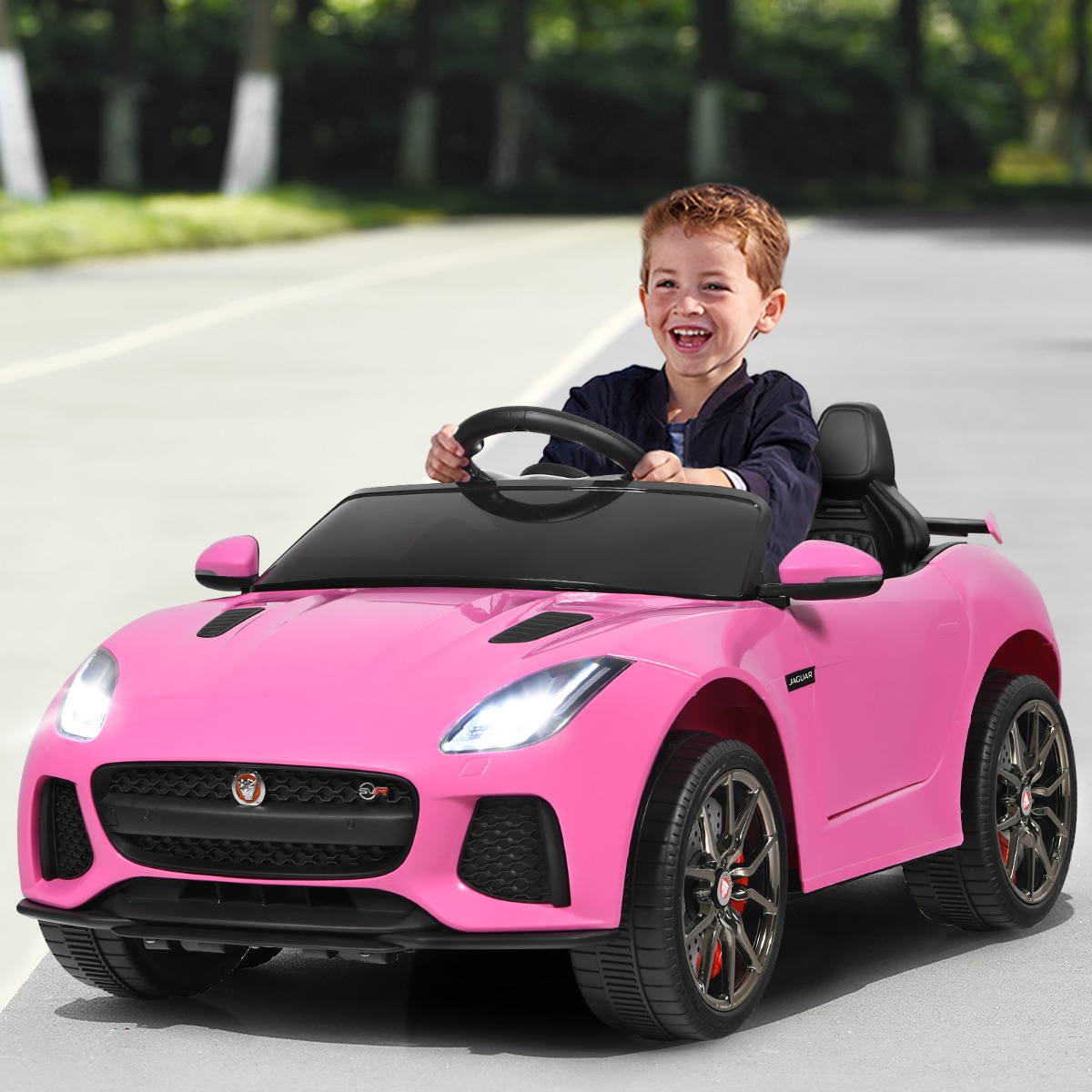 Elektro Kinderauto mit Geschichten & Musik & Hupe & Scheinwerfer & 2,4G Fernbedienung Rosa