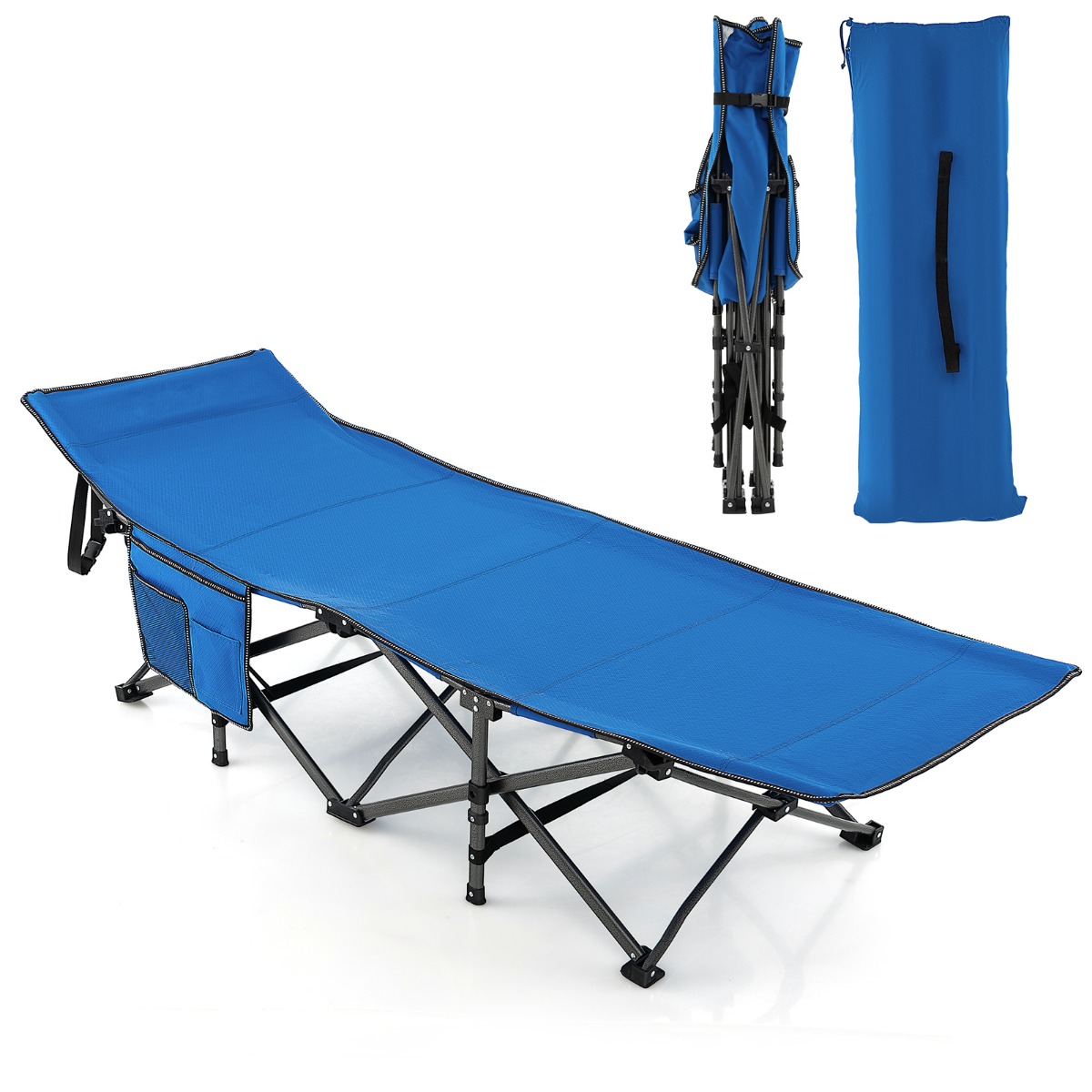 Campingbett Strapazierfähiges Reisebett mit Kopfstütze 190 x 70 x 54 cm Blau