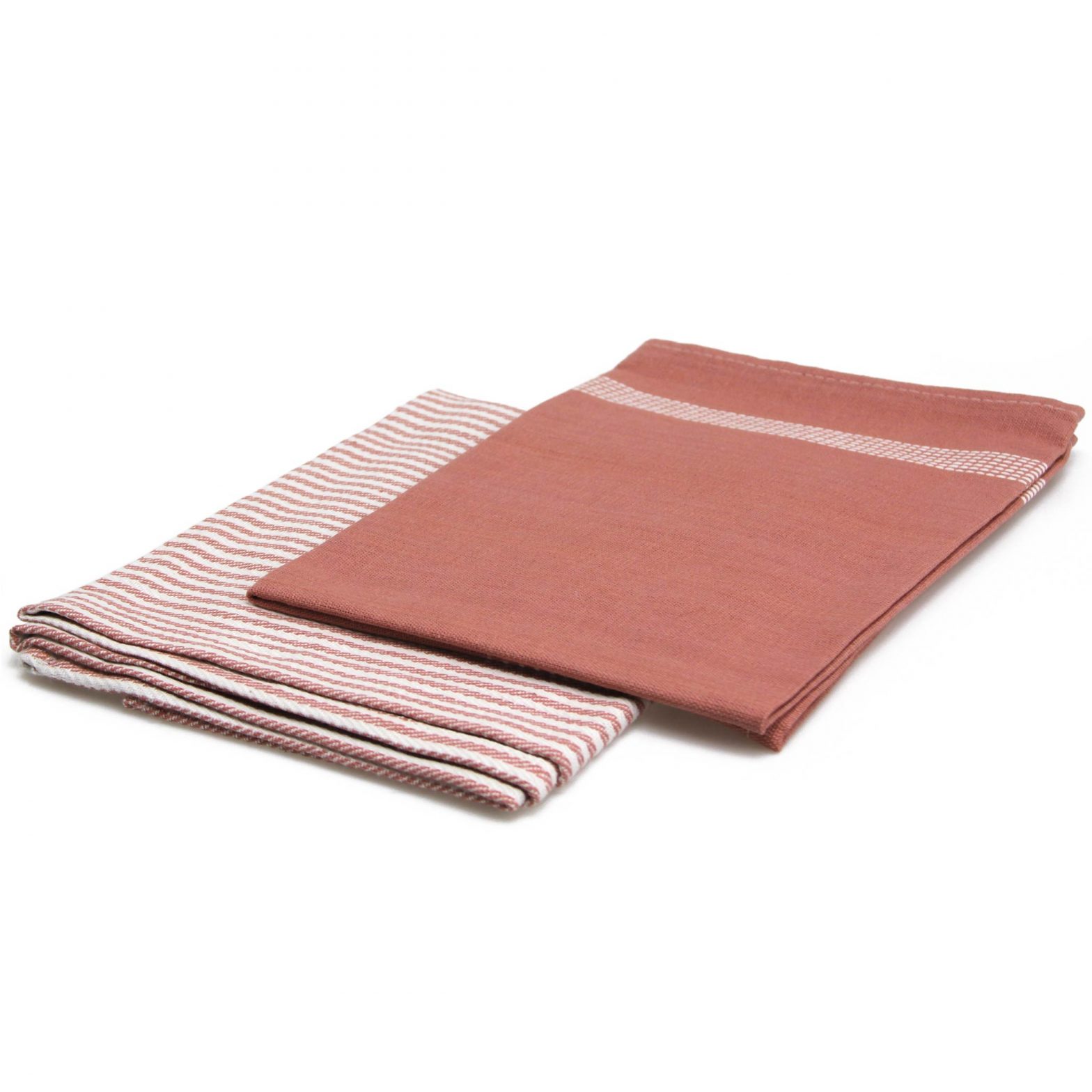 Sterzbachs 2er Set Geschirrtücher Baumwolle Design Streifen Uni 240 GSM 50×70 cm Rosa