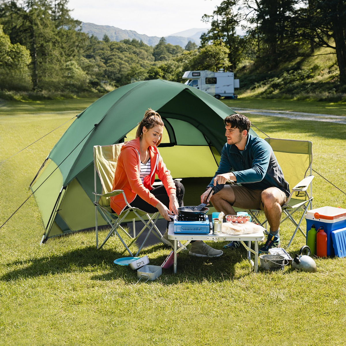 2 Personen Campingzelt mit Abnehmbarem Regenschutz & Doppellagiger Tür & 2 Netzfenstern & Tragetasche