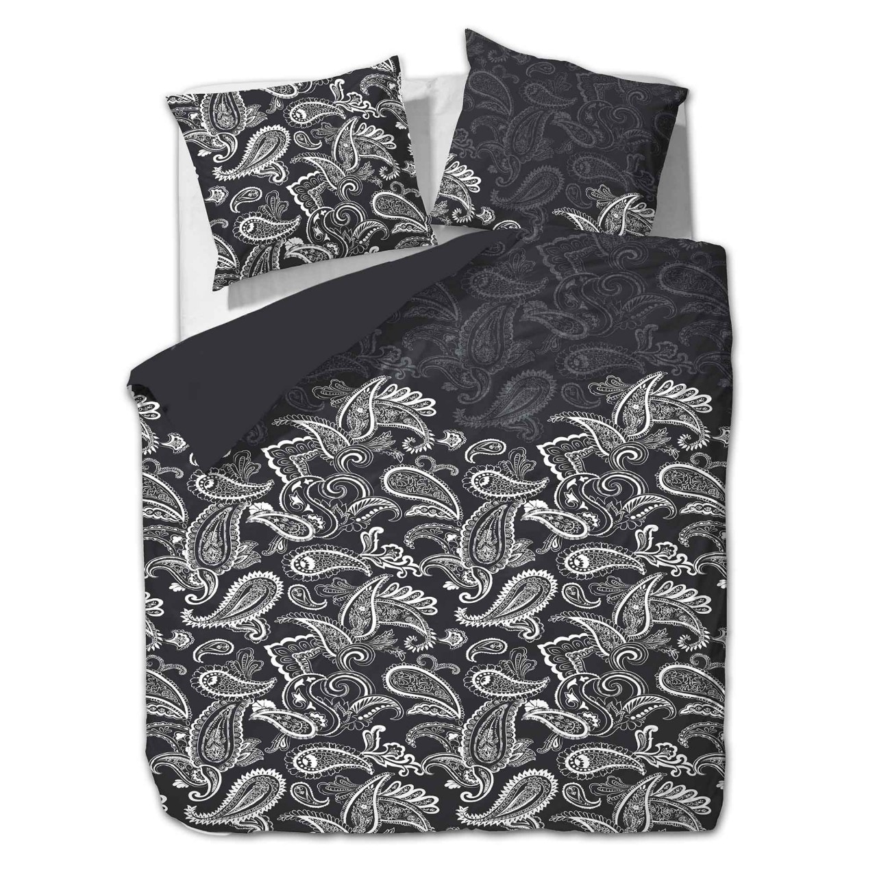 etérea Microfaser Bettwäsche Paisley Life Schwarz 40×80 cm 1x Kopfkissenbezug