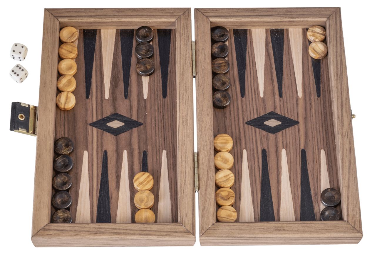 Reisebackgammon Nussbaum