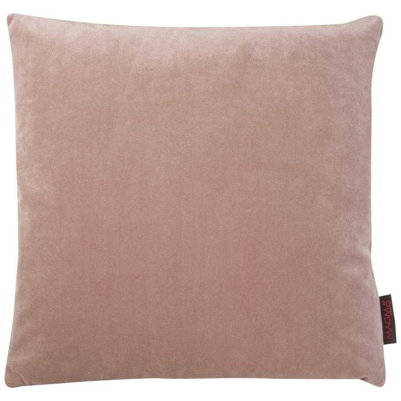 Magma Kissen mit Füllung 40×40 cm Uni Einfarbig Samt Rosa